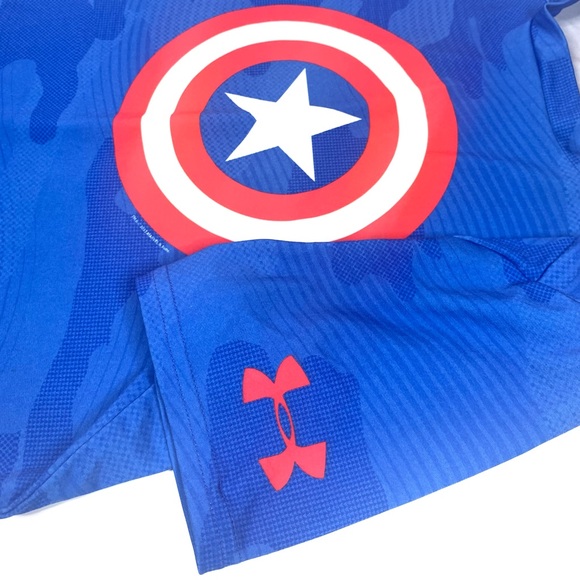 Under Armour Captain America Marvel Fitted HeatGear T-Shirt Youth XL, Camouflage - Picture 6 of 9